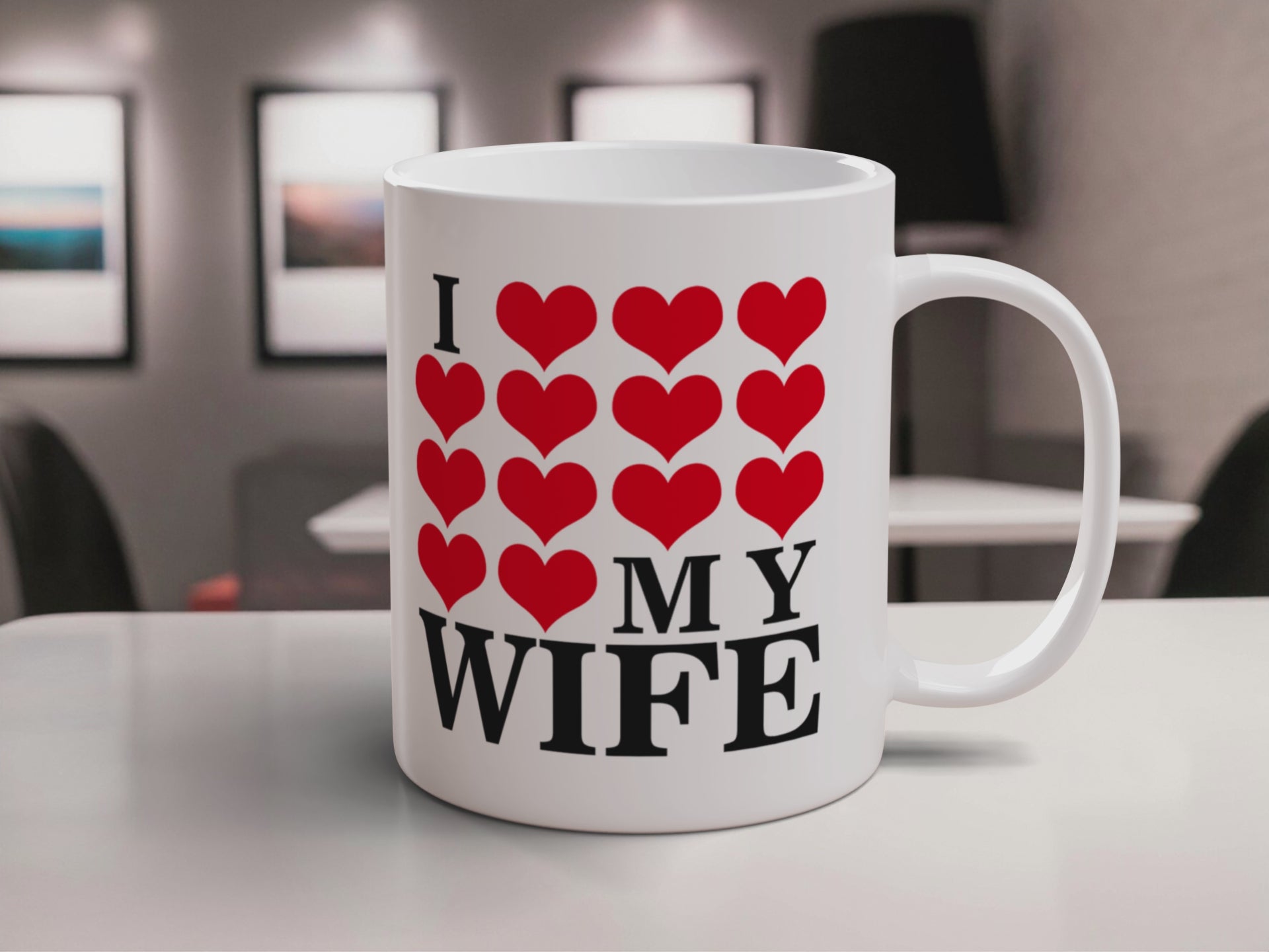 I Love My (Heart Design) Ceramic Mug With Rubber Coaster